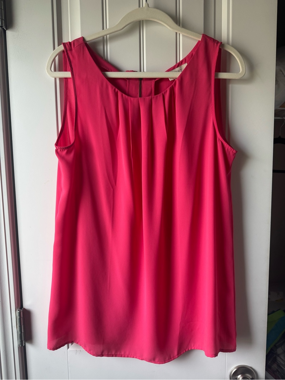 LOFT Sleeveless Pleated Camisole in Hot Pink